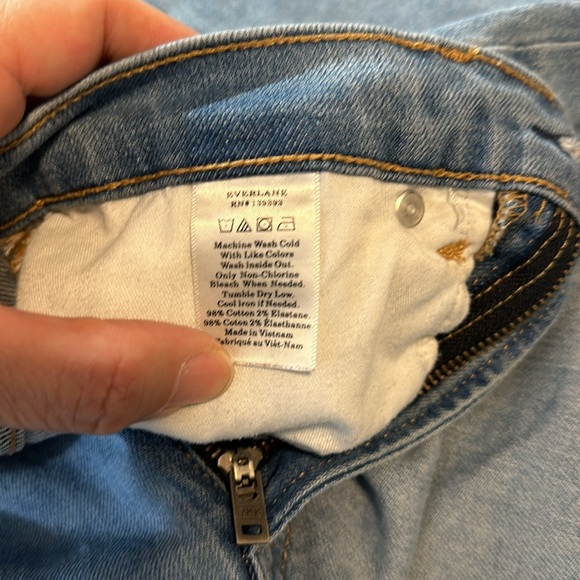 Everlane Light Wash Blue Distressed High Waist Straight Leg Regular Jeans - Picture 6 of 7